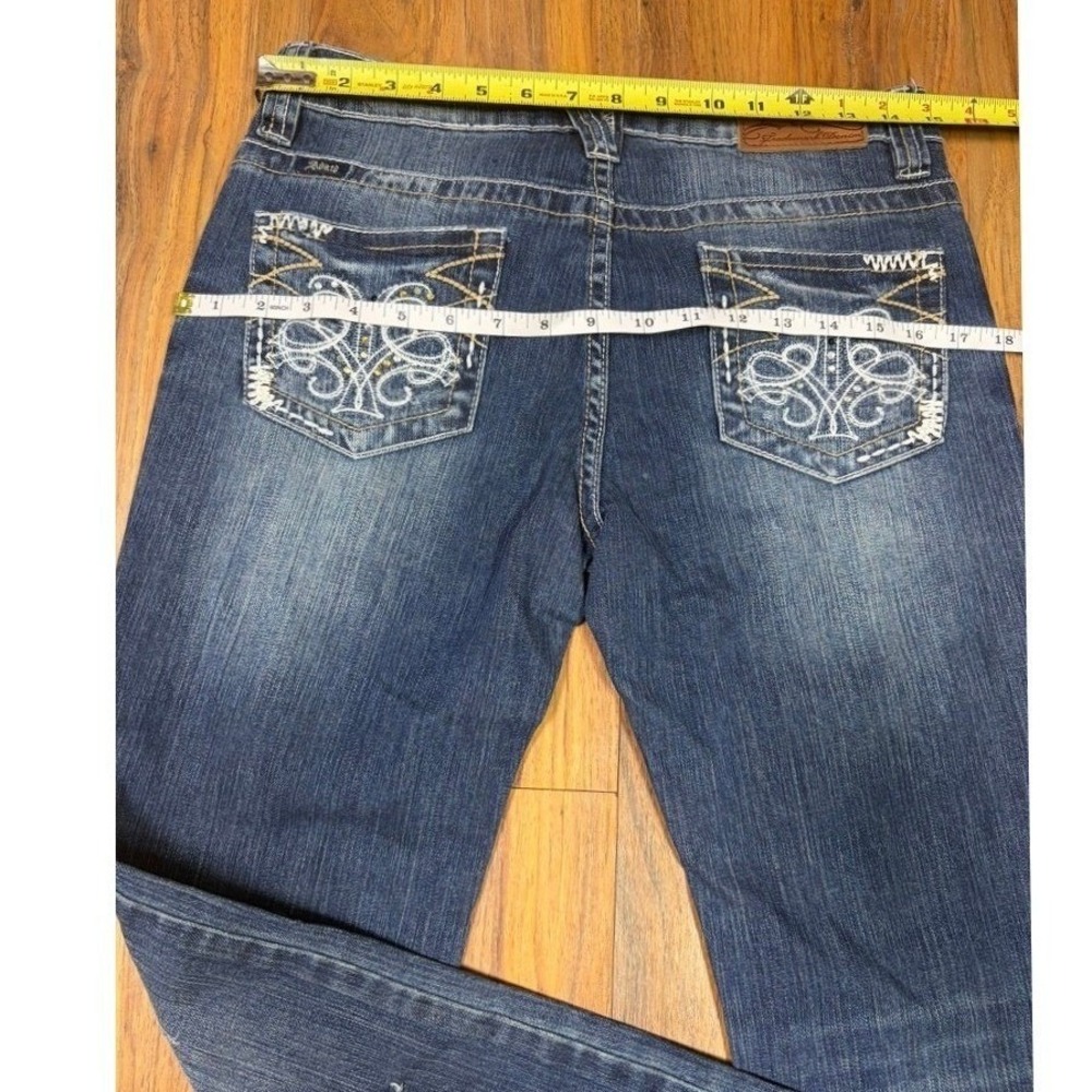 Adiktd Womens 6 W30 Low Rise Bootcut Rhinestone Embroidered Y2K Jeans - Picture 6 of 7